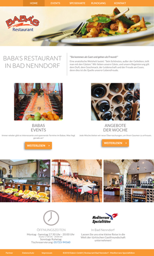 Screenshot Website Baba's Restaurant